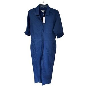 OuterKnown Station Blue Organic Cotton Linen Blend Coverall Jumpsuit XS NWT